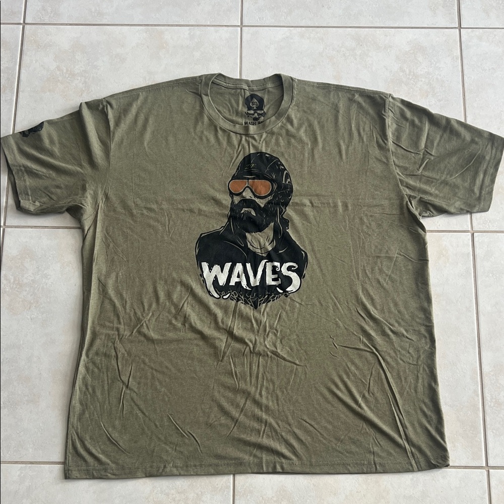 Wash with Souls Olive Green “Waves” Graphic Tee